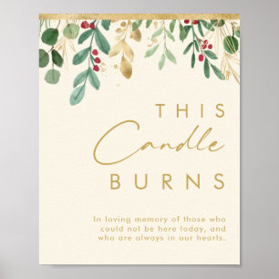 Poster Bougie Crème de Feuillage de Noël Moderne Celle-ci