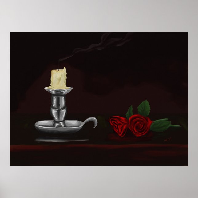 Poster Bougie et fleur (Devant)
