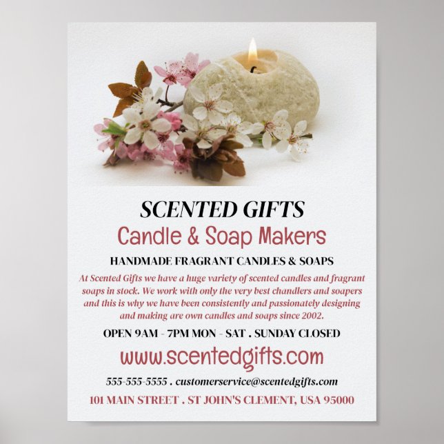 Poster Bougie florale, bougie et fabricant de savon Publi (Devant)