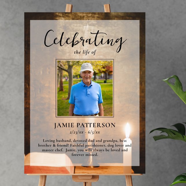 Poster Bougies Bible Célébration de la vie Photo Funérail (Créateur téléchargé)