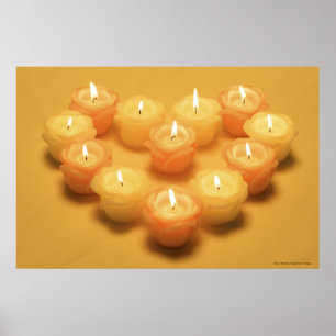 Poster Bougies brûlantes disposées dans une forme de