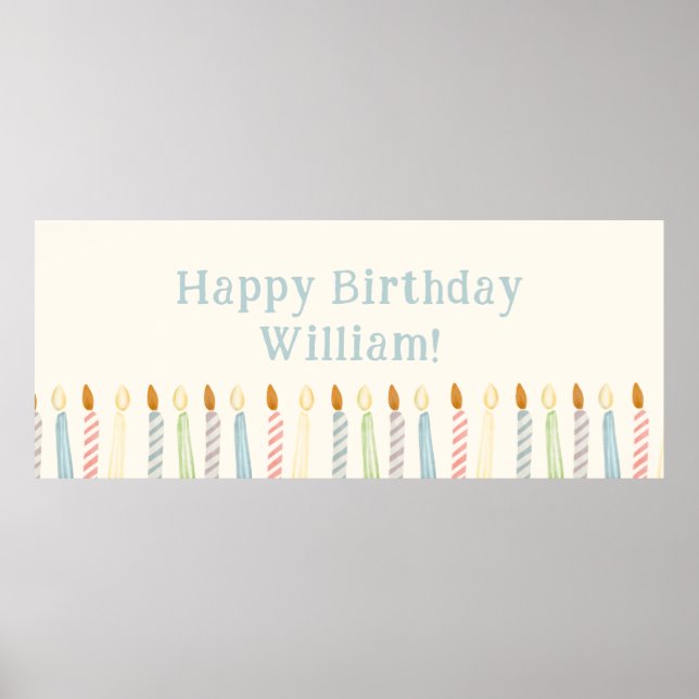 Poster Bougies d'anniversaire personnalisées simples (Devant)