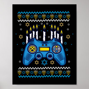 Poster Bougies de la ménorah de Hanukkah du manette de je