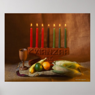 Poster Bougies et nourriture de Kwanzaa