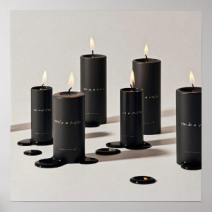 Poster Bougies minimalistes en ligne noire avec de minusc