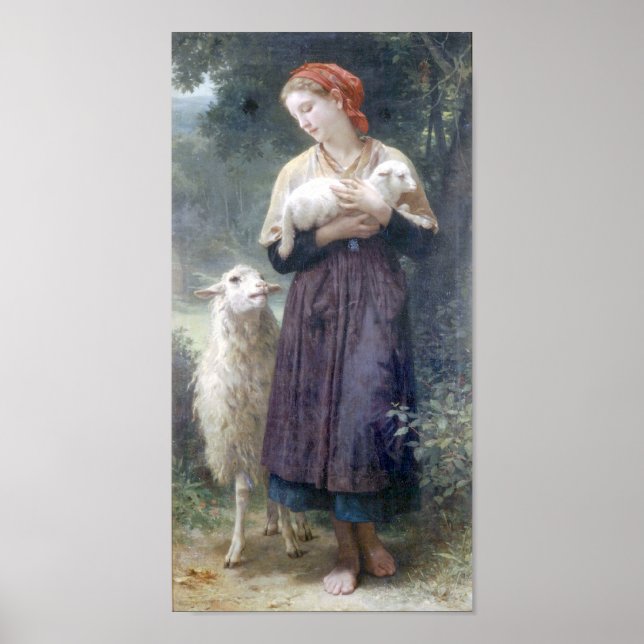 Poster Bouguereau - L'Agneau Nouveau-ne (Devant)