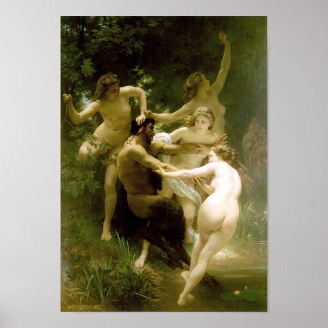 Poster Bouguereau - Nymphes et Satyre (Devant)