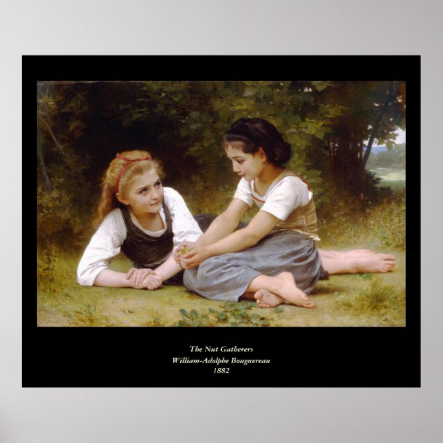 Poster Bouguereau's 1882 Les noisettes rassemblent Les no (Devant)