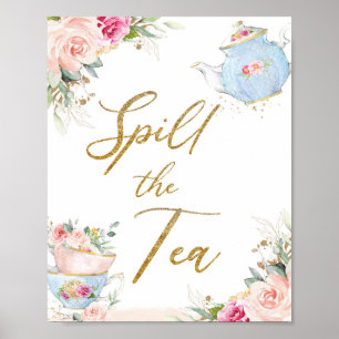 Poster Bouillie Floral Tea Party Déverser la Fête des mar