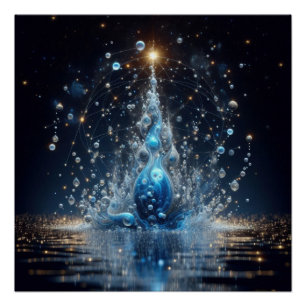 Poster Bouillonnement D'Eau Propre Pure Sur Un Lac Bleu