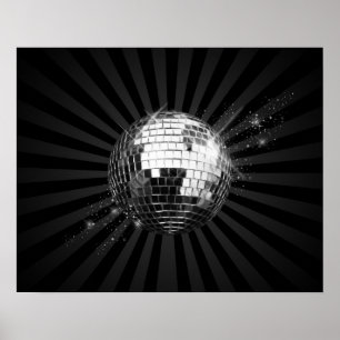 Poster Boule de disco de miroir sur le noir