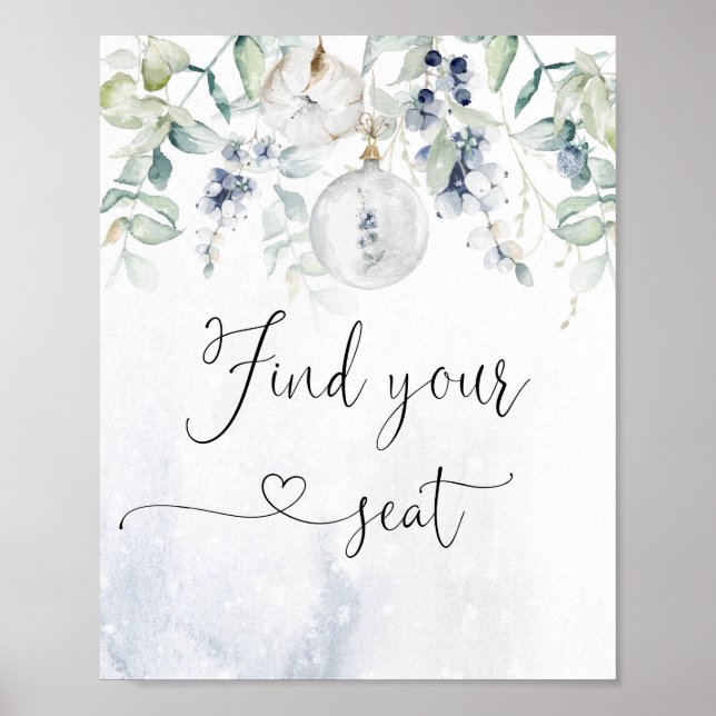 Poster Boule de Noël d'hiver trouvez votre place (Devant)