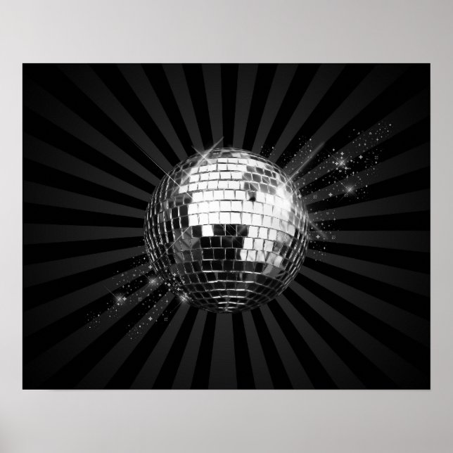 Poster Boule Disco Mirror sur noir (Devant)