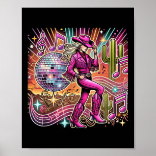 Poster Boule Disco Tattoo rose Cowboy Cowgirl _1