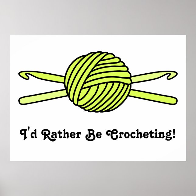 Poster Boule jaune de fils et crochets de crochet (Devant)