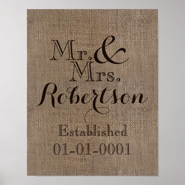 Poster Boule-Look Rustique Mariage personnalisable (Devant)