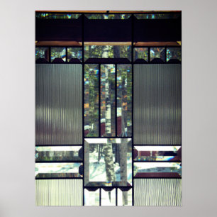 Poster Bouleau en verre biseauté arbres argent métallique