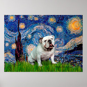 Poster Bouledogue anglais 8 - Nuit étoilée