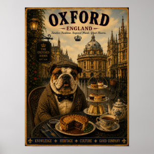 Poster Bouledogue anglais à Oxford Art de voyage vintage