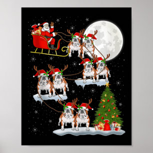 Poster Bouledogue anglais Santa Traîneau Volant Drôle Mag