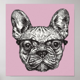 Poster Bouledogue de hippie