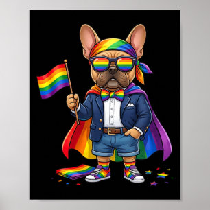 Poster Bouledogue français LGBT Arc-en-ciel Fierté lesbie