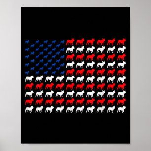 Poster Bouledogue français patriotique drapeau américain
