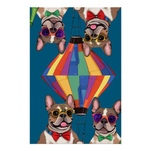 Poster Bouledogues français Nouvel An Bouledogue Français