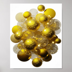 Poster Boules de lumière dorées scintillantes argentées d