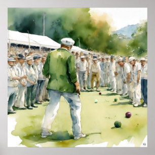 Poster Boules de pelouse aquarelle Imprimer