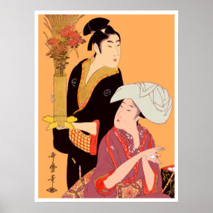 Poster Boules de riz & fleurs d'Utumaro