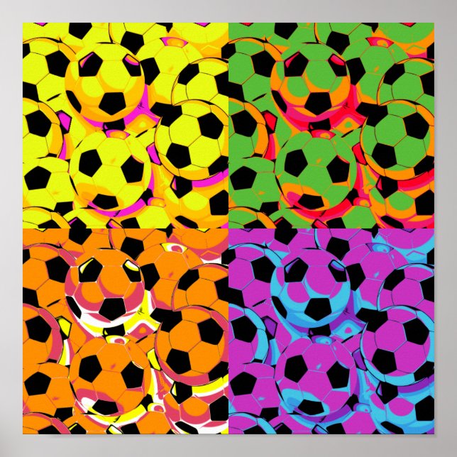 Poster Boules de soccer pop art (Devant)