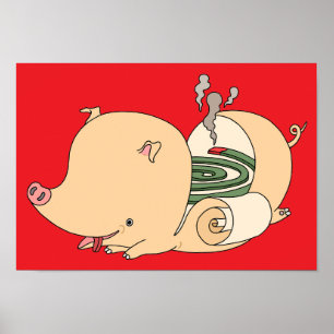 Poster Boulette insecticide en forme de cochon.
