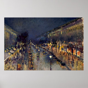 Poster Boulevard Camille Pissarro Montmartre en soirée
