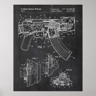 Poster Boulon d'Ak-47 fermant à clef l'affiche de brevet