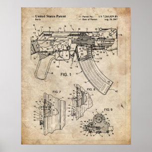 Poster Boulon d'Ak-47 fermant à clef l'affiche de brevet