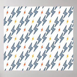 Poster Boulons de foudre Doodle Flash transparent