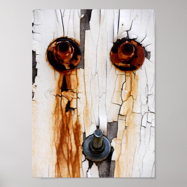 Poster Boulons rouillés Noix Peinture Peeling (Devant)
