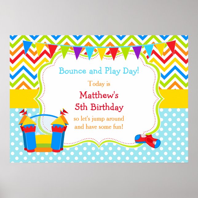 Poster Bounce House Bouncy Castle Birthday Boy (Devant)