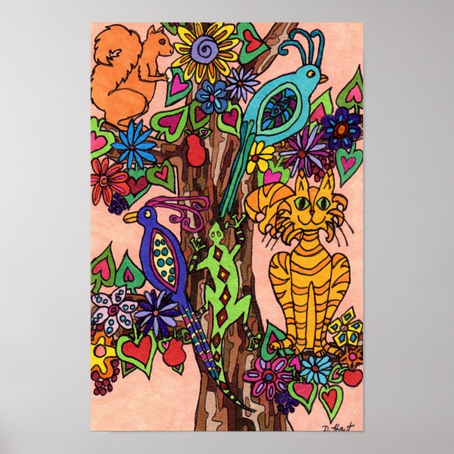 Poster Bountiful Tree of Life Folk Art (Devant)