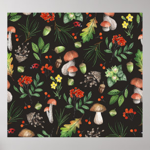 Poster Bounty de la forêt : Aquarelle Motif de champignon