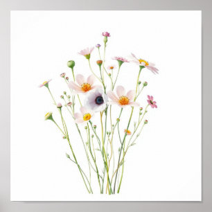 Poster Bouquet aquarelle de fleurs sauvages