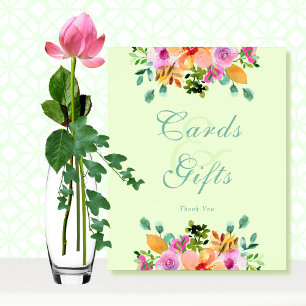 Poster Bouquet coloré vert d'aquarelle gras