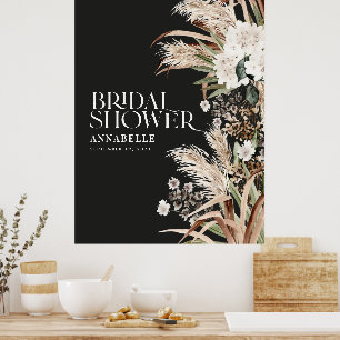 Poster Bouquet de douche de mariée pampas terre cuite mou