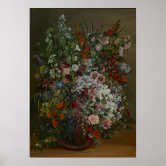 Poster Bouquet de fleurs dans un vase de Gustave Courbet