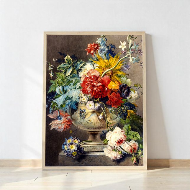 Poster Bouquet de fleurs dans un vase par Johannes van Os (Créateur téléchargé)