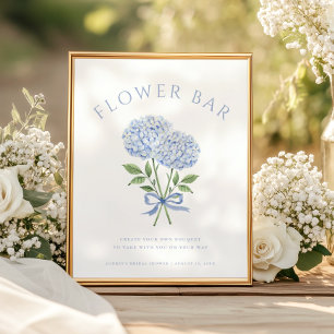 Poster Bouquet de fleurs de Hortensia Bleu Bar Fleur