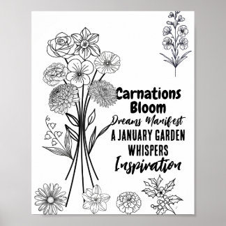 Poster Bouquet de fleurs de naissance modifiable
