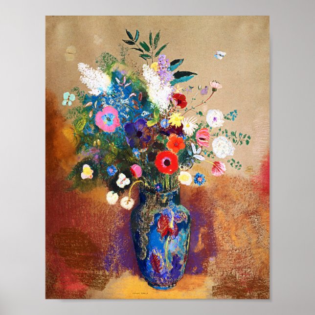 Poster Bouquet de fleurs par Odilon Redon (Devant)