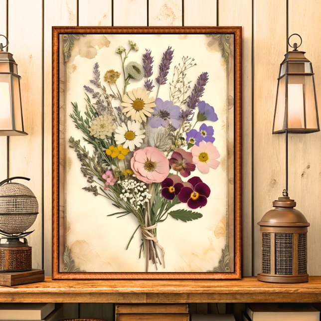 Poster Bouquet de fleurs vintages imprimé (Créateur téléchargé)